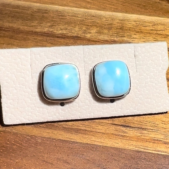 Fashion Jewelry Jewelry - Larimar Stud Earrings, Sterling Silver.